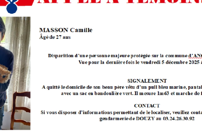 Disparition inquiétante à Angecourt : Appel à témoins pour retrouver Camille Masson, 27 ans